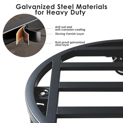 20" Round Plant Stand with Wheels Heavy Duty,Large Metal Plant Caddy Indoor Outdoor Use,Rolling Plant Dolly with Industrial Casters,Rust-Proof Black Plant Tray for Large Planters Pots,1-Pack - size: 20-Inch (1-Pack)
