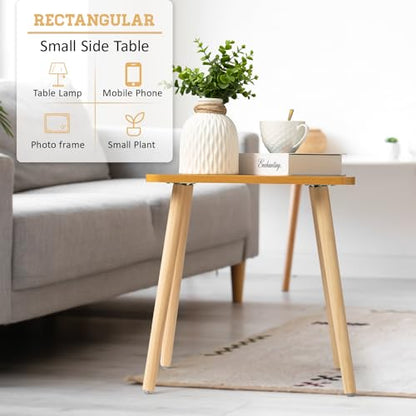 FORAOFUR Side Table, Modern Small End Table, Wood Nightstand for Living Room, Bedroom and Balcony, Rectangular Accent Table Home Decor, Easy Assembly, Natural | Natural wood, modern rectangular, fits living/bedroom/balcony, compact, versatile, sturdy nigh