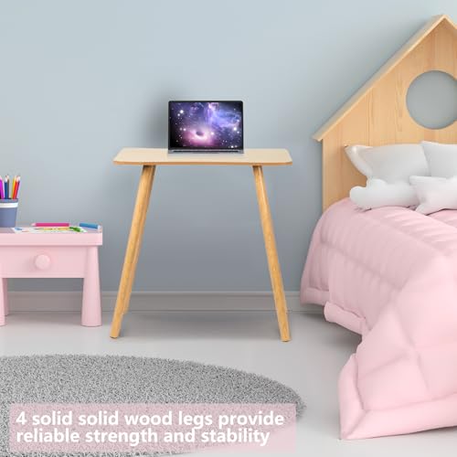 Small Writing Study Work Table Space-Saving Home Office Desk Ergonomic Design Writing Desk, Wood PC Study Table, Thickened Computer Office Desk, Laptop Table for Small Space Bedroom Office Wooden Col