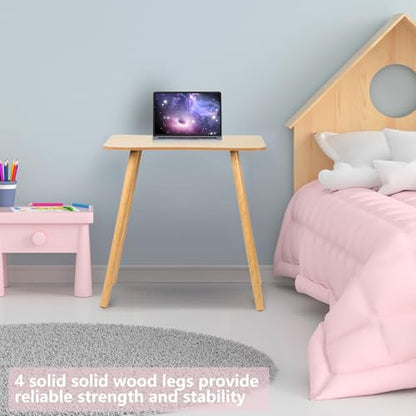 Small Writing Study Work Table Space-Saving Home Office Desk Ergonomic Design Writing Desk, Wood PC Study Table, Thickened Computer Office Desk, Laptop Table for Small Space Bedroom Office Wooden Col