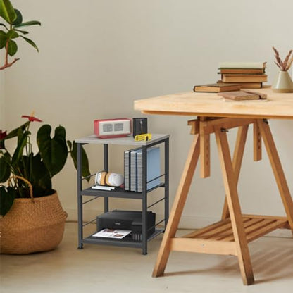MOOACE 3 Tier End Table with Wheel, Kitchen Cart Storage Shelf, Gray | Small Side Table Nightstand, Rolling Kitchen Utility Cart Table Stand for Bedroom Living Room Office Balcony - color: Grey