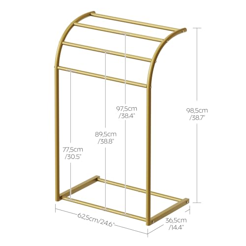 YATINEY Free Standing Towel Rack, 4-Tier Blanket Rack for Bathroom, Pool Towel Stand Display and Drying Rack, Modern Towel Blanket Storage Organizer, Gold CJ07GD - color: Gold