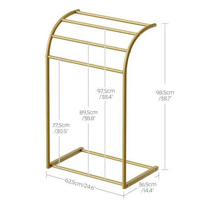 YATINEY Free Standing Towel Rack, 4-Tier Blanket Rack for Bathroom, Pool Towel Stand Display and Drying Rack, Modern Towel Blanket Storage Organizer, Gold CJ07GD - color: Gold
