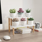 Small Plant Stand Indoor Ladder Shelf Desk, 2 Tiers Desktop Flower Stand Window Sill ,Wood Display Stand for Succulent Cupcake Spice Rack Countertop ( White, 14.2") - size: 2 Tiers