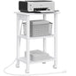 TUTOTAK Printer Stand, 3 Tier Rolling Printer Cart with Charging Station | Small Under Desk Printer Table with Wheels for Small Space, Office, Home, White PS02BW001 - color: White, size: 3 tier(15.7 x 11.8 x 23.6inchs)