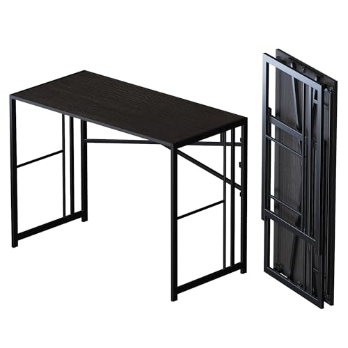 Lutown-Teen Folding Desk 40 inch Writing Gaming Computer Camping Desk, No Assembly Required Home Office Table, Black - color: Black, size: 40 Inch