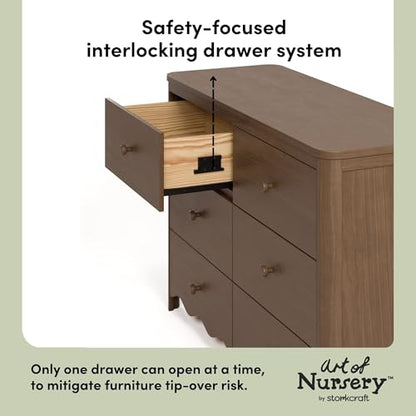 Storkcraft Casablanca 6 Drawer Dresser, Hazelnut | GREENGUARD Gold Certified, Brown Dresser for Bedroom, Kids & Nursery Storage Chest, Safety Interlocking Drawers, Kids Bedroom - color: Hazelnut, style: 6 Drawer Dresser