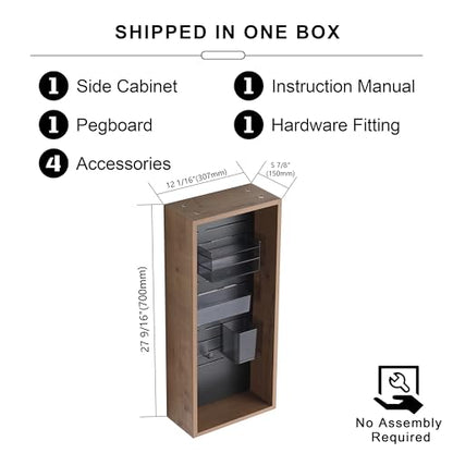 12" Bathroom Wall Mounted Storage Cabinet without Door – Open Shelf Bathroom Cabinet with 4 DIY Accessories (Frosted Plastic Bins & Hooks), Plywood Wall Cabinet for Vanity, Makeup Organization - size: 12"-E