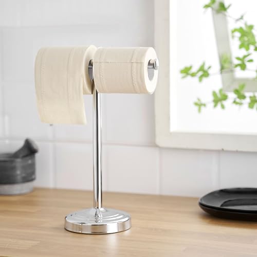 RUMOSE 13 Inch Polished Chrome Towel Stand Hand Towel Holder Bathroom Kitchen Vanity Countertop T-Shape Towel Rack Free Standing Stainless Steel Towel Bar Towel Ring - color: Polished Chrome