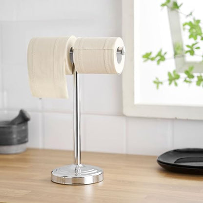 RUMOSE 13 Inch Polished Chrome Towel Stand Hand Towel Holder Bathroom Kitchen Vanity Countertop T-Shape Towel Rack Free Standing Stainless Steel Towel Bar Towel Ring - color: Polished Chrome