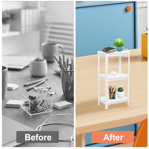 Tissting Bathroom Storage Rack 3-Tier, Plastic Freestanding Shelf | Multifunctional Organizer | Living Room & Bedroom & Kitchen | Space Saver(3 layers) - color: 3 Layers
