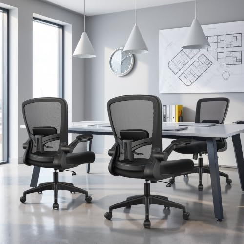 FelixKing Office Chair, Ergonomic Desk Chair Breathable Mesh Chairs Adjustable High Back Lumbar Support Flip-up Armrests, Executive Rolling Swivel Comfy Computer Chairs Home Office Black - color: Black