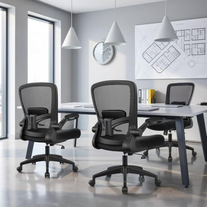 FelixKing Office Chair, Ergonomic Desk Chair Breathable Mesh Chairs Adjustable High Back Lumbar Support Flip-up Armrests, Executive Rolling Swivel Comfy Computer Chairs Home Office Black - color: Black