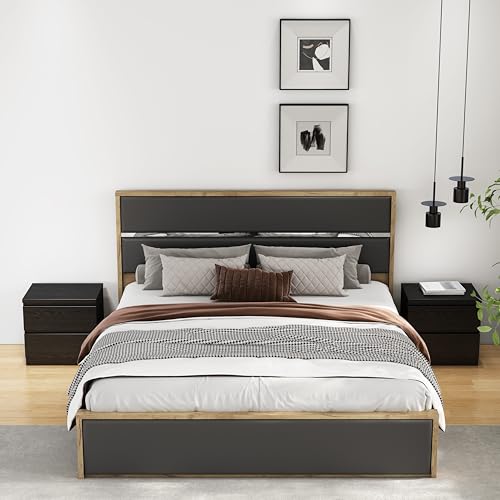 Nightstand with Drawers, Bedside Table with Drawers, Sofa Side Table Storage Cabinet, Night Stand for Bedroom Living Room (1, 2 Drawers Black, 19.7" W×15.6" D×18.9" H) - color: 2 Drawers Black