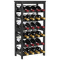 VEVOR 24 Bottle Detachable Wine Rack, 6-Tier Wine Bottle Holder,Solid Bamboo Wood Freestanding Floor Display Wine Storage Shelves with Table Top, for Kitchen,Cellar,Bar,Dining Room,Living Room(Black) - size: 24 Bottle