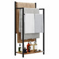 16.9" W Freestanding Towel Rack with Rustic Brown Wood Shelf | 3 Tier Blanket Ladder Stand for Bathroom Living Room, Metal Frame,31.5"H x 16.9"W x7.9"D - color: Rustic Brown, size: 31.5"H x 16.9"W x7.9"D