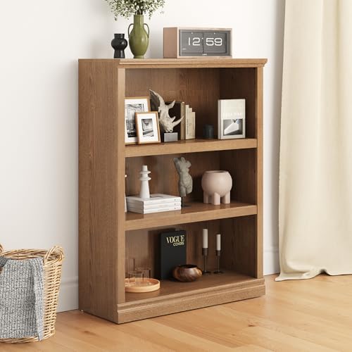 Bevfint 43 in Tall Bookcase, 3-Tier Bookshelf Open Storage, 33 inch Wide Floor Standing Indoor Furniture, Book Cases for Home School Library Office Bedroom Kids, Oak 3 Tiers - color: Oak, size: 3-Tier Open Bookcase