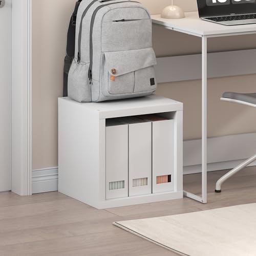 Furinno Cubicle Book Shelf, Stackable Bookshelf, Cube Storage Organizer Bookcase with Open Back, Extra Thick, 15.8" x 15.8" x 14.6", for Living Room, Bedroom, Home Office, White - color: White, size: 1-Cube