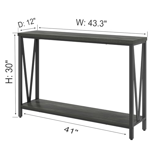 EXCEFUR Entryway Table, Rustic Wood Sofa Console Table with Storage, Modern Hallway Table for Living Room, Grey - color: Grey