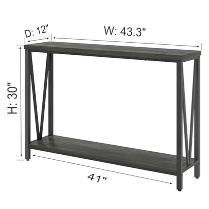 EXCEFUR Entryway Table, Rustic Wood Sofa Console Table with Storage, Modern Hallway Table for Living Room, Grey - color: Grey