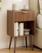 Fluted Nightstand, Modern Bedside Table with Storage Drawer, Wood Night Stand Side End Table for Bedroom, Living Room, Office (Walnut) - color: Walnut