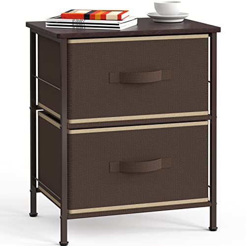 Simple Houseware 2 Tier Night Stands Dresser for Bedroom Organizer Drawer Storage Tower, Brown - color: Brown, size: 2 Drawers