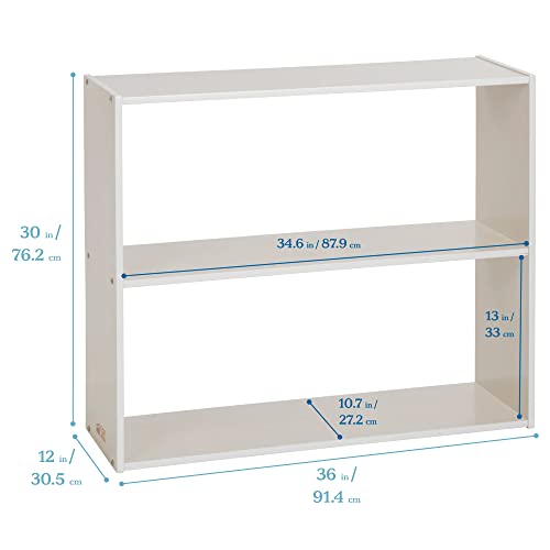 ECR4Kids Streamline 2-Shelf Double-Sided Storage Cabinet, 30in, Double-Sided Display, White Wash - color: White Wash