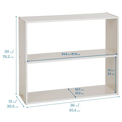ECR4Kids Streamline 2-Shelf Double-Sided Storage Cabinet, 30in, Double-Sided Display, White Wash - color: White Wash