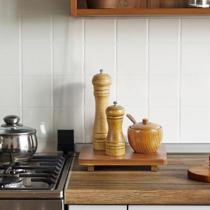 Small Acacia Wood Bathroom Tray Pedestal Stand Farmhouse Kitchen Decor Decorative Wooden Riser Soap Dish Sponge Holder for Vanity, Counter, Sink, 9" x 5.7" - size: 9" x 5.7" x 1.2"