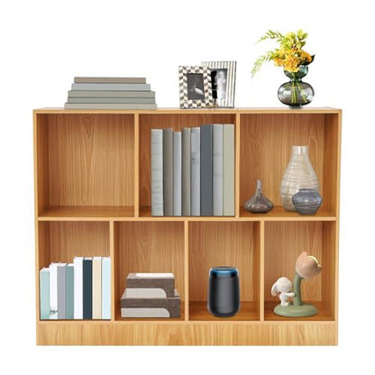 2 Tier Cube Shelf Storage Organizer Shelf,Open Wooden Bookcase with Base, Display Rack Freestanding Horizontal Bookshelves for Bedroom, Living Room, Home Office (39.3 * 9.44 * 31.5 in)