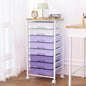 Rolling Cart with 8 Drawers, Storage Drawers Cart with Wooden Tabletop and Lockable Wheels, Craft Storage for Living Room, Office, Classroom, Craft Room, Bedroom (Purple) - color: Purple