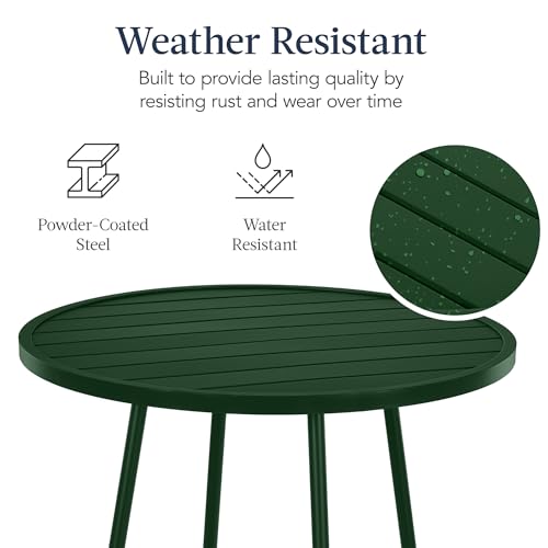 Best Choice Products 3-Piece Patio Dining Set, Bar Height, Outdoor Bistro Set, Outdoor Round Bar Table w/ 2 Bar Stools, Steel - Dark Green - color: Dark Green