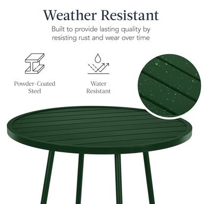 Best Choice Products 3-Piece Patio Dining Set, Bar Height, Outdoor Bistro Set, Outdoor Round Bar Table w/ 2 Bar Stools, Steel - Dark Green - color: Dark Green