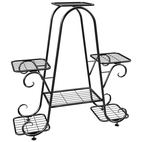 Plant Stand 6 Tier Metal Plant Stands for Indoor Outdoor Plants Multiple Tiered Tall Iron Plant Shelf, Black Plant Rack, Heavy Duty Flower Pot Holder for Corner, Patio, Living Room