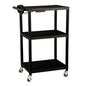 Norwood Commercial Furniture Mobile Utility AV Cart with Power Strip and Casters, Rolling Presentation and Media Cart on Wheels, Black