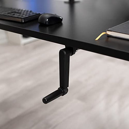 VIVO Manual Height Adjustable 60 x 24 inch Stand Up Desk, Dark Walnut Solid One-Piece Table Top, Black Frame, Standing Workstation with Foldable Handle, DESK-KIT-MB6D | Manual, Holds 110 lbs, Sit Stand, Height Adjustable, Solid One-Piece Table Top, Home O