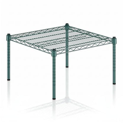 Green Epoxy Wire Storage Shelf, Dunnage Rack, Commercial 1 Tier Small Shelf, 24" x 24" x 14", Heavy-Duty Metal - color: Green, size: 24"D x 24"W x 14"H