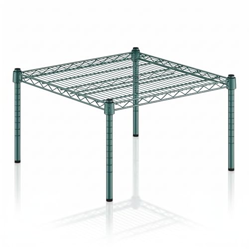 Green Epoxy Wire Storage Shelf, Dunnage Rack, Commercial 1 Tier Small Shelf, 24" x 24" x 14", Heavy-Duty Metal - color: Green, size: 24"D x 24"W x 14"H