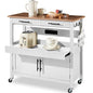 Best Choice Products 36in Large Rolling Kitchen Island Cart, 2-Door Cabinet, 2 Drawers, Pull-Out Shelf, Power Outlet, Hooks, & Swivel Lockable Wheels - White - style: White