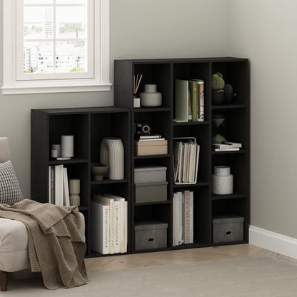 Furinno LUDER Book Shelf, 11-Cube Bookshelf, Reversible Bookcase with Open Shelves, 9.4 x 29.1 x 41.7, Easy Assembly, for Living Room, Bedroom, Home Office, Darkwood - color: Darkwood, size: 11-Cube, 9.4 x 29.1 x 41.7