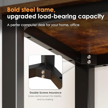 Need 54.3 Inch Large Computer Desk, Rustic Wooden Top with Metal Frame | Simple Style, Home Office, Basic Sturdy Writing Table, Study Student, Adjustable Feet, Water-Resistant, Easy Assembly - color: Rustic Brown, size: 54 inches