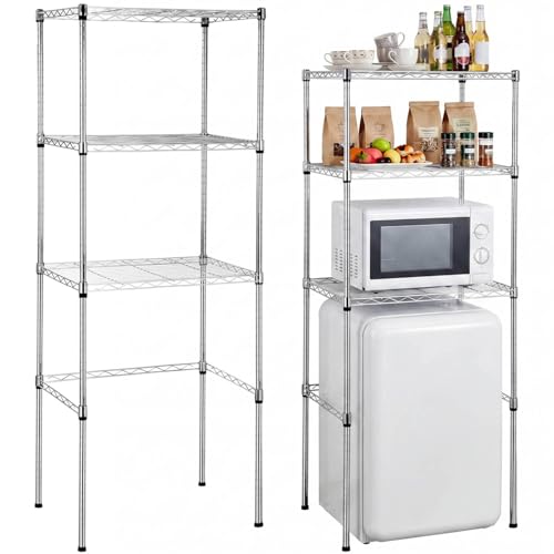 Threehoney Mini Fridge Shelf Over Fridge Storage Mini Microwave Stand for College School Dorm Office Space Dorm Room Saver Supply (3 Tier,Silver) - color: Silver, style: 3 Tier