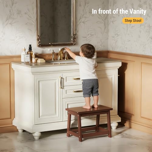 Wooden Step Stool, Foot Stool, Shoe Bench, Small Side End Table, Small Sofa Foot Stool for Bathroom Living Room Bedroom Kitchen Entryway Modern Sturdy 16.5x11x11.8inchs (Coffee) - color: Coffee, size: Small