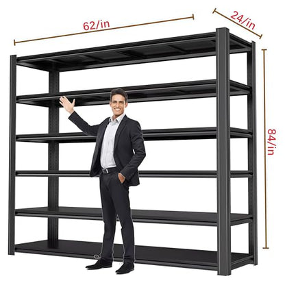 84"H Garage Shelving Heavy Duty Storage Shelves 6000 LBS Adjustable Metal Shelving Uints and Storage for Garage,Warehouse,School,Commercial,Business,62 "W x 24 "D x 84 "H (6T 84*62*24) - size: 6T 62 "W x 24 "D x 84 "H