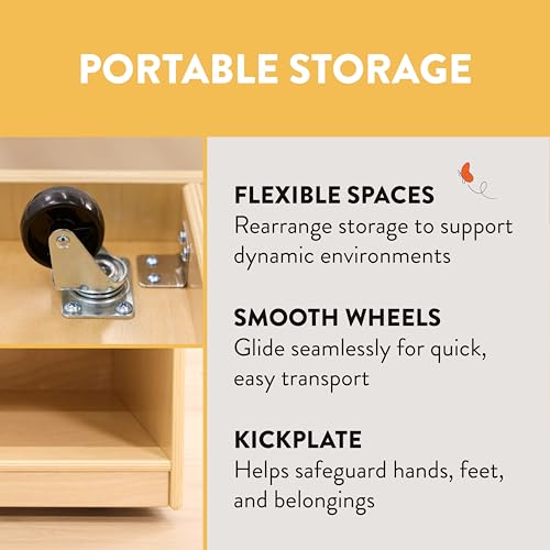 Back2School Express 8-Compartment Mobile Storage Cabinet, Backpack Cubbies, Natural