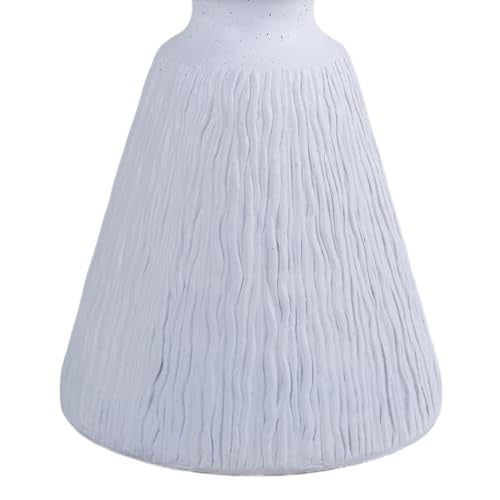 Aqua Grey Textured Pedestal Side Table, Modern Round Speckled Accent End Table with Vertical Grain Conical Base, Small Drink Nightstand for Living Room Bedroom Small Home Decor