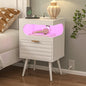 Veegle Nightstand,Modern Bedside Table with Storage Drawer and Open Wood Shelf, Accent Night Stand with Solid Wood Legs for Living Room, Bedroom and Small Spaces,Easy Assembly (White-1) - color: White-1