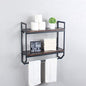 2-Tier Metal Industrial 23.6" Bathroom Shelves Wall Mounted,Rustic Wall Shelf Over Toilet,Towel Rack with Towel Bar,Utility Storage Shelf Rack, Floating Shelves Towel Holder,Retro Black - color: A