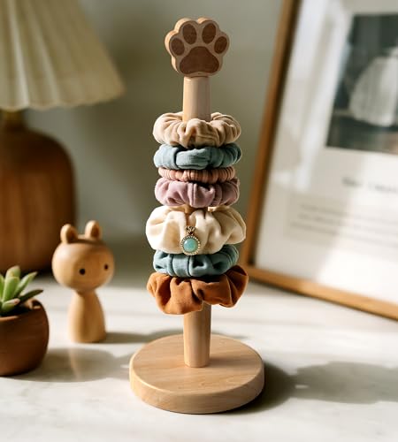 KitchLife Cute Wooden Paper Towel Holder Countertop - Solid Freestanding Paper Towel Dispenser Stand Organizer with Anti-Skid Base (Paw) - style: Paw
