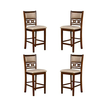 New Classic Furniture Gia Counter Dining Chair (Set of Four), Light Brown Fabric Upholstered Seat & Back Rest, Cherry Brown - color: Cherry, size: Set of 4, style: Counter Chair
